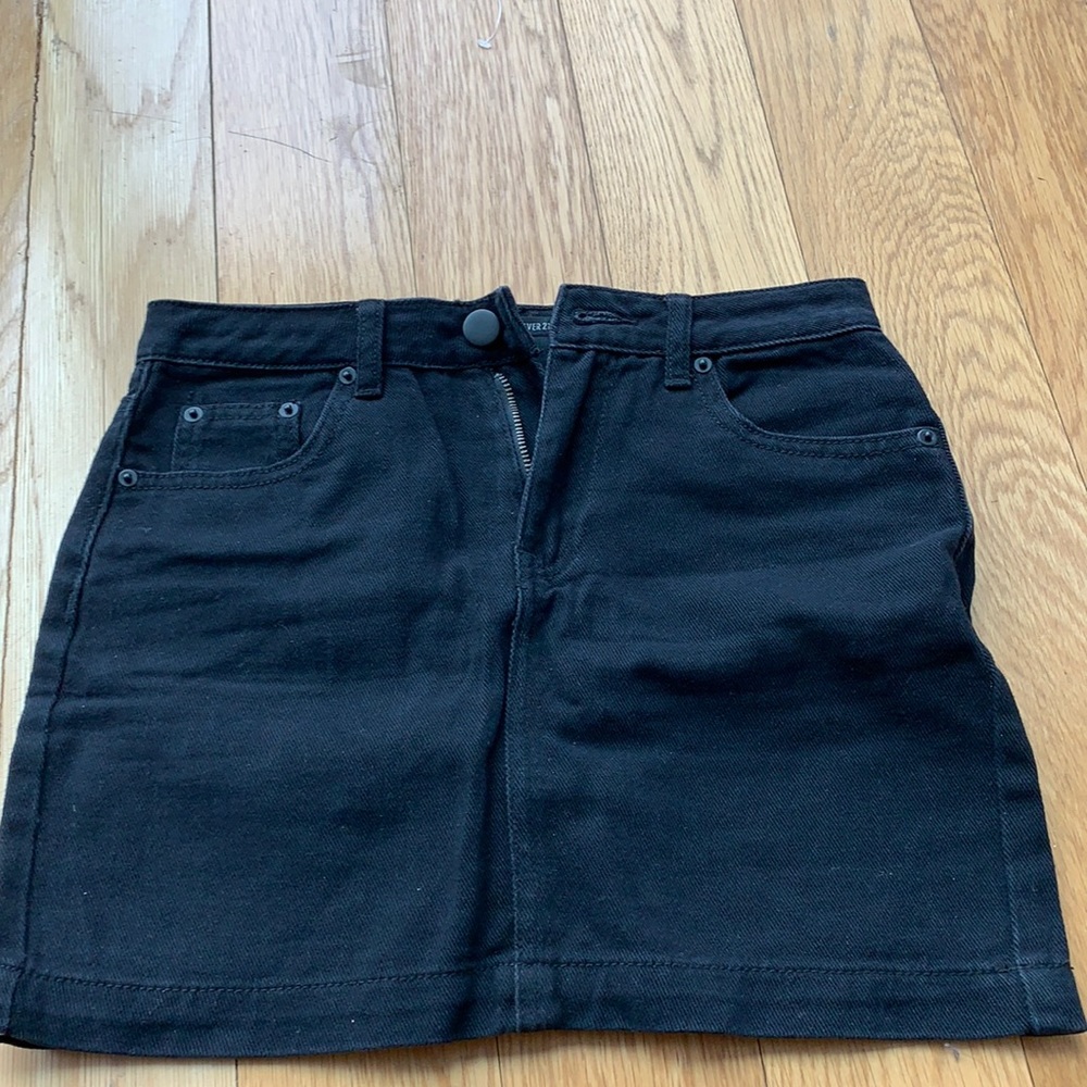 Black denim skirt